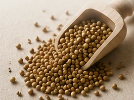 Whole seeds spilling from a wooden scoop